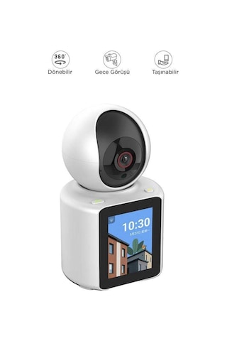 Bebek Kamerası Monitörlü 360 Derece Dönebilen Full Hd Smart Ip Güvenlik Kamerası Cmr11 Beyaz