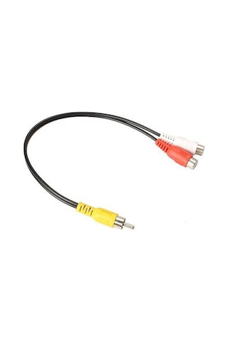 2 Adet - Anfi Y Kablo 1 Erkek Rca To 2 Dişi Rca Lale Tos Kablo - 25cm