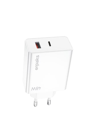 Erpaks Erd 48w Usb-a/type-c Hizli Sarj Adaptoru Beyaz