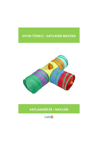 Polyester Katlanabilir Kedi Oyun Tüneli 25 Cm Çap 85 Cm Uzunluk