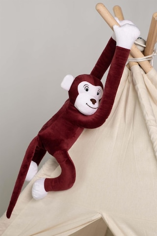 Boumini Toys Boyuna Sarılan Peluş Maymun Bordo Elleri Çıtçıtlı 55 Cm - Bordo