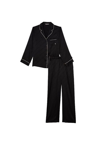 Victoria's Secret Saten Uzun Pijama Takımı Siyah