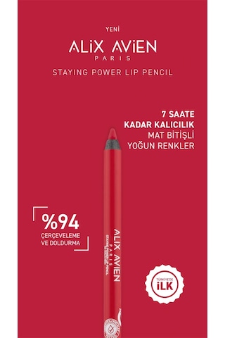 Alix Avien Suya Dayanıklı Uzun Süre Kalıcı Yumuşak Dudak Kalemi Staying Power Lip Pencil 56 Wild Red