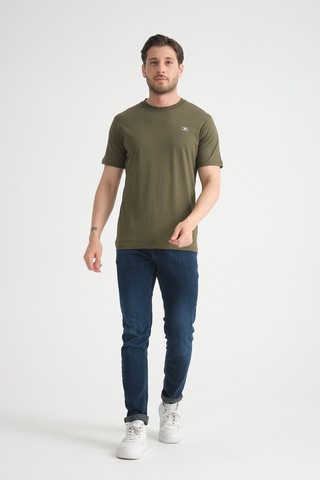 Shooter Sportwear Shooter Erkek T-shirt Nefes Alabilen Esnek Pamuklu Kumaş Regular Kalıp Minimal Logolu Haki