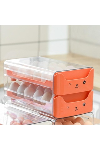 Pazly Çift Katmanlı Şeffaf Yumurta Çekmecesi Uzatma Bağımsız Yuva Turuncu Turuncu