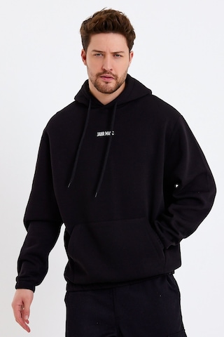 JAHR MARC Nakışlı Oversize Siyah Erkek Sweatshirt Siyah