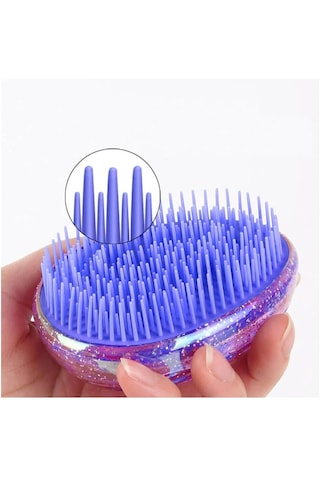 Koodmax Saç Şekillendirici Dolaşık Açıcı Çocuk Tarağı Oval Tarak Simli Mor
