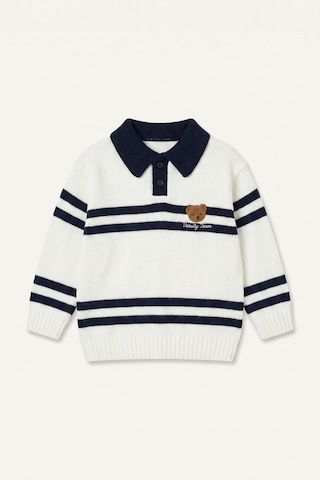 Defacto Oversıze Polo Yaka Ayıcık Nakışlı Kazak Erkek Bebek I0268a526auer118 Ekru-er118