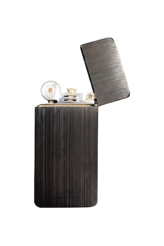 Premiumquality Fırçalı Siyah Metal Benzinli Çakmak - Tr8668