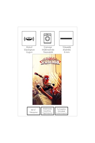 West Home Makinede Yıkanabilir Kaymaz Taban Leke Tutmaz Süper Kahraman Desenli Çocuk Halısı Wh 521 Yellow Sarı