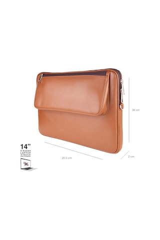2k S.deri Laptop Çantası,tablet Çantası,14'' İnç,vegan,omuz Ve Valiz Askılı,aksesuar Ve Evrak Cepli,25.5 36 2 Cm.,taba