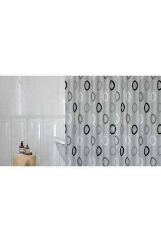 Tropik Banyo Duş Perdesi 5033 Gri Renk Çift Kanat 2X110X200Cm Çok Renkli