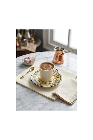 Kahve Fincanı Takımı Vintage - 6 Kişilik Sarı