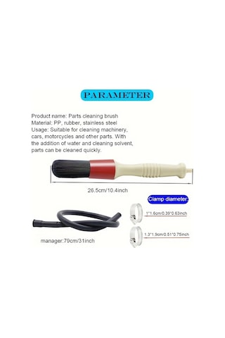 Fochsia 8pcs Parça Temizleme Fırçası 78 74 Cm Hortumlu 2 Paslanmaz Kelepçeli Oto Parça Detay Temizleme Fırçası