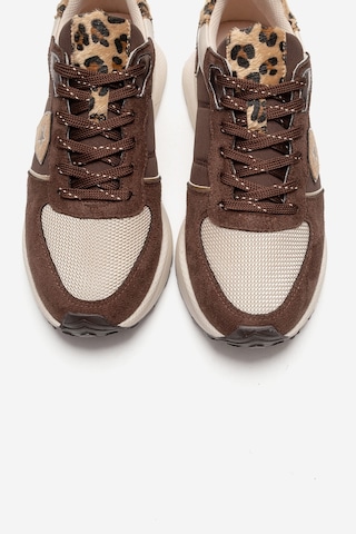 Luvishoes Bıella Kahverengi Süet Desenli Kadın Sneaker Kahverengi
