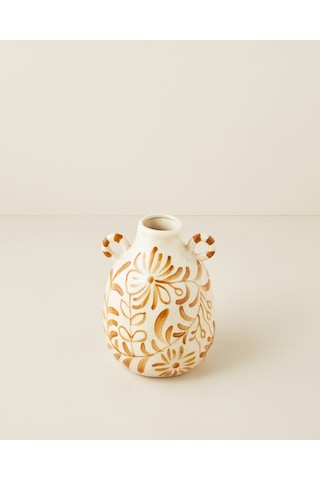 English Home Salina Seramik Vazo 24 Cm Krem-kahverengi