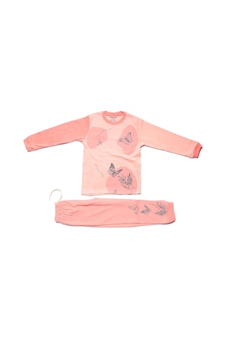 Bebegen Kız Çocuk Pembe Kelebek Baskılı 2'li Pijama Takımı