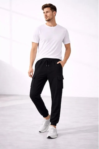 Butik İstanbul Erkek Jogger Eşofman Altı Regular Fit , Kargo Cepli, Lastikli Paça, Günlük Spor Pantolon - Siyah