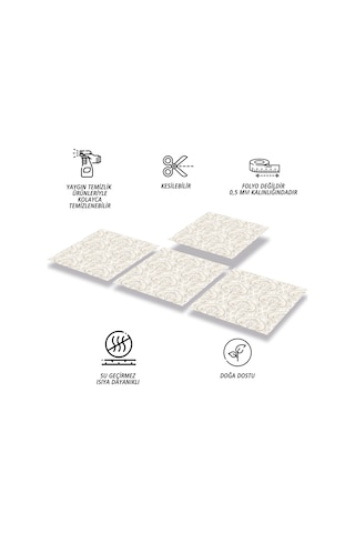 Tink KENDİNDEN YAPIŞKANLI SALON ÇİÇEKLİ DESENLİ PVC KARO 30X30 CM