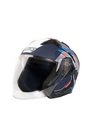 Gp Nero Mks006-mbc5b Şeffaf Vizörlü Motosiklet Yarım Kask Siyah Mavi Gri