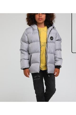 Jack Lions Erkek Çocuk Kapüşonlu Şişme Stoperli Rüzgara Soğuğa Dayanıklı Mont-13448-grı Gri