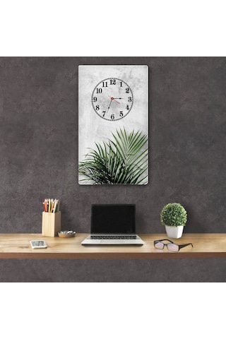 Decorıta Cam Saat | Gri Taş Dokulu Gri