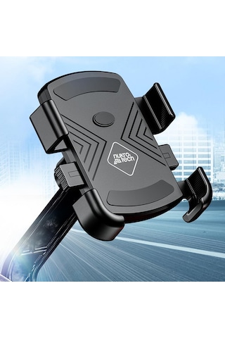 Nukrotech Gkn53 Ayna Dibi Bağlantılı Motosiklet Telefon Tutucu Siyah