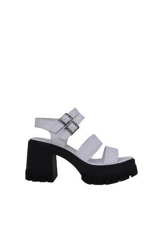 Albishoes Albini 26y10883 Hakiki Deri Topuklu Kadın Sandalet Beyaz