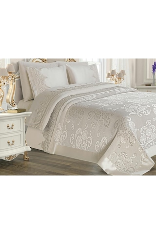 Çeyiz Diyarı Violet Pike Takımı 6 Parça Krem Violet