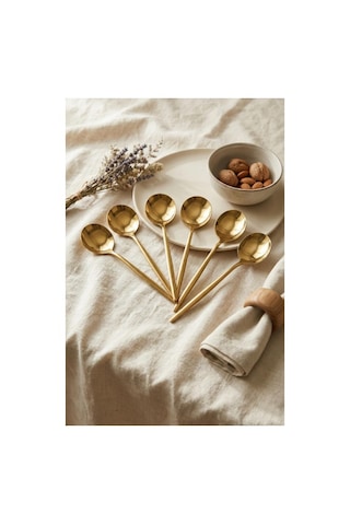 Northcity 6'lı Lüks Gold Paslanmaz Çelik Yemek Kaşığı Seti 21 Cm - Northcity