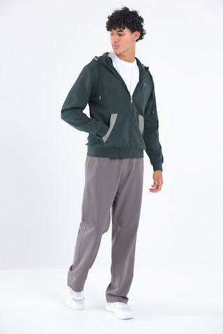 Rowinger Modal Kumaş Kapüşonlu Fermuarlı Kontrast Detaylı Erkek Sweatshirt Darkgreen