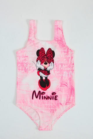 Papiş Şık Kız Çocuk Mayo Minnie Mouse Pembe Renk Desenli Rahat Hızlı Kuruyan Mayo Deniz Havuz Plaj Mayosu Karışık