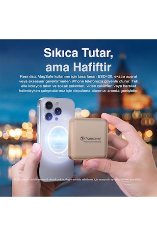 Transcend Ts1tesd420g 1tb, Usb,type C, 20gbps, 2000mb/s Magsafe Taşınabilir Harici Ssd - Gold