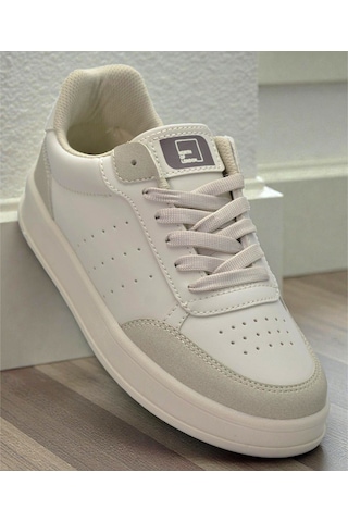 Papatay 1011 Hazır Taban Unisex Spor Ayakkabı Bağcıklı Rahat Sneaker Bej