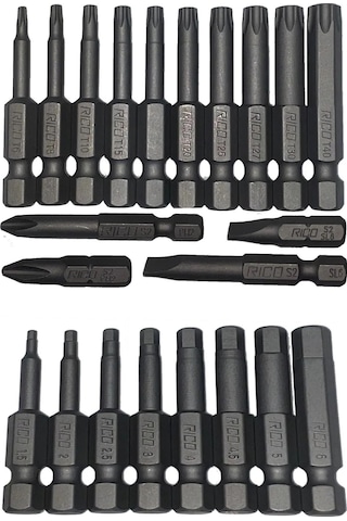 Matkap Uçları Torx Alyan Düz Yıldız 22 Parça 50 Mm Manyetik Mıkna