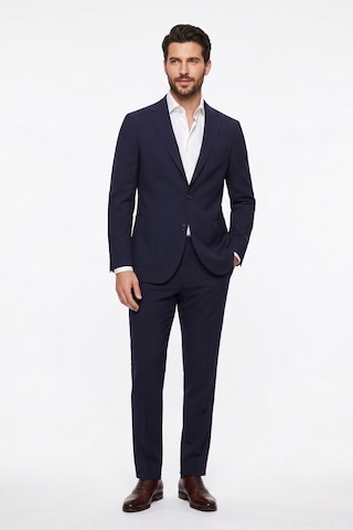 Uki Lacivert Comfort Fit Mono Yaka 2 Düğme Çift Yırtmaçlı Kapaklı Cep 6 Drop Casual Takım Elbise