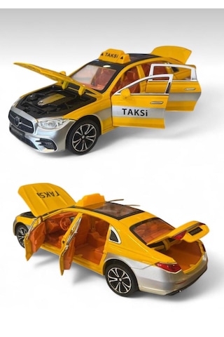 Oyuncak Taksi Mercedes Benz S680 V12 Maybach Sesli Işıklı Çek Bırak Açılabilir Kapılar Metal Kasa 23cm Sarı