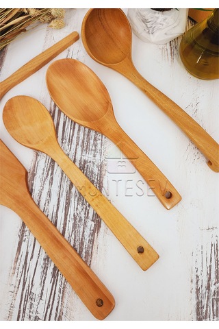 Ahşap Tahta Mutfak Kaşık Seti 5 Parça Kayın, Şimşir Ağacı 5-1