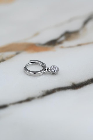 Gümüş Yuvarlak Figür Zirkon Taş Çelik Piercing Tragus Helix Kıkırdak Küpesi-0vp165