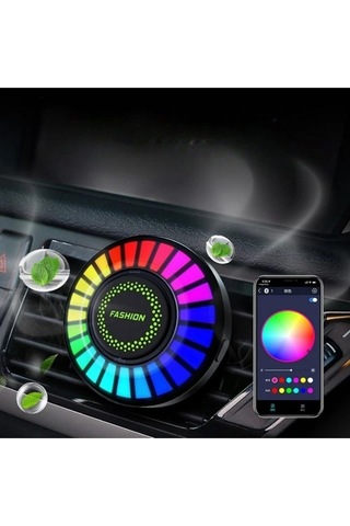 2 Adet Araç Içi Rgb Bluetoothlu Sese Duyarlı Ekolayzer Led Işık Havalandırmaya Takılır Siyah