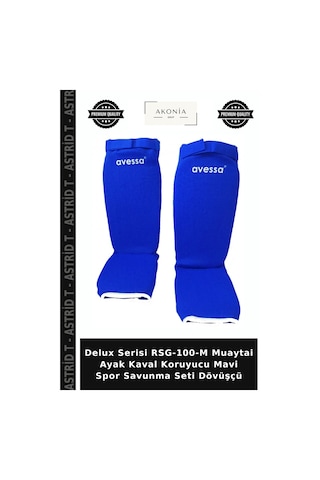 Delux Serisi Rsg-100-m Muaytai Ayak Kaval Koruyucu Mavi Spor Savunma Seti Dövüşçü