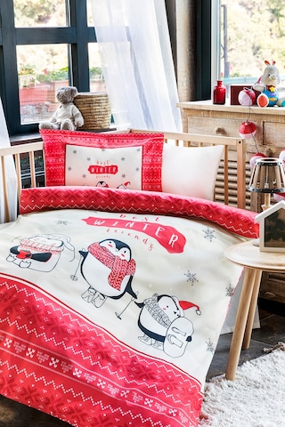 Özdilek Winter Friend Kışlık Flanel Bebek Nevresim Takımı Kırmızı
