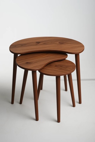 Berlin 3'lü Zigon Sehpa &100 Mdf Ceviz/urartu