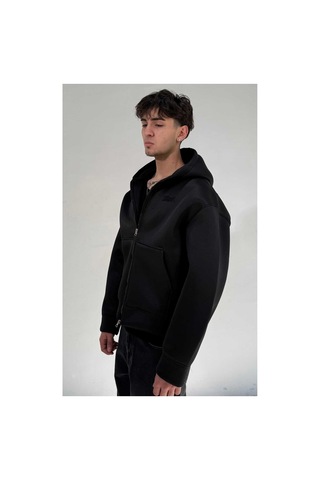 Zaee Oversize Scuba Zipp Hoodie Siyah
