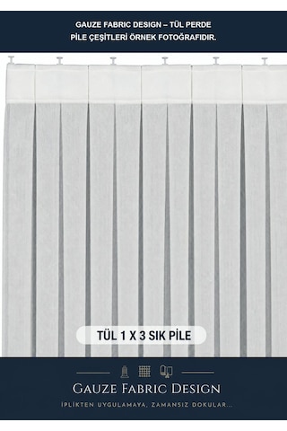 Gauze Fabric Design Lüks İpeksi Dokulu Simli Bambu Kırışmaz Ütü Gerektirmez Optik Beyaz 100 X 250 Sık Pile 1 X 3 Yüksek Kaliteli Tül Perde
