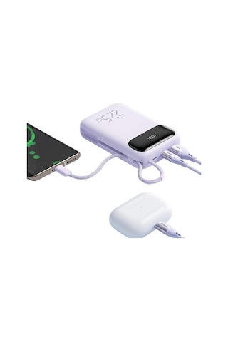 Mcdodo Mc-3245 22.5w Pd+qc 10000 Mah Powerbank & Type-c Şarj Kablosu - Mor
