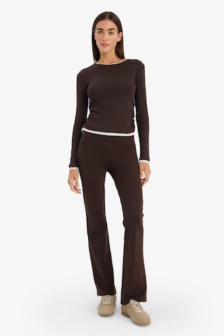 Defacto Slim Fit Dar Kesim Bisiklet Yaka Ribana Uzun Kollu Tişört E6548ax25aubn267 Kahve