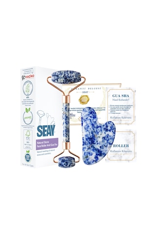 Seay Sodalit Taşı Face Roller Ve Gua Sha Yüz Masaj Aleti