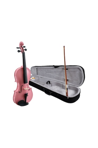 Pembe Renk Tam Boy 4/4 Ebatlı Ful Set Keman-Kutu-Yay-Reçine Dahil