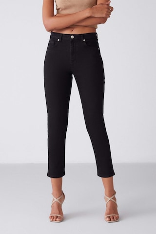Grımelange Gına Kadın Skinny Fit Dar Paça Normal Bel Organik Pamuk Comfort Dokuma 5 Cepli Siyah Jeans